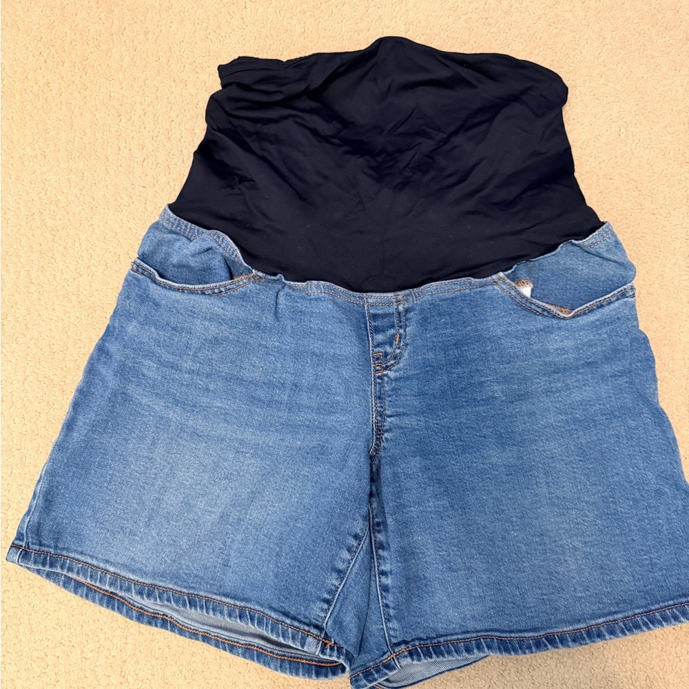 Women's Blue Maternity Denim Shorts